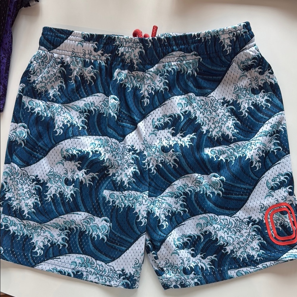 Kids Blue Wave Print Swim Shorts